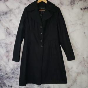 Nine West black wool blend pea coat size Large